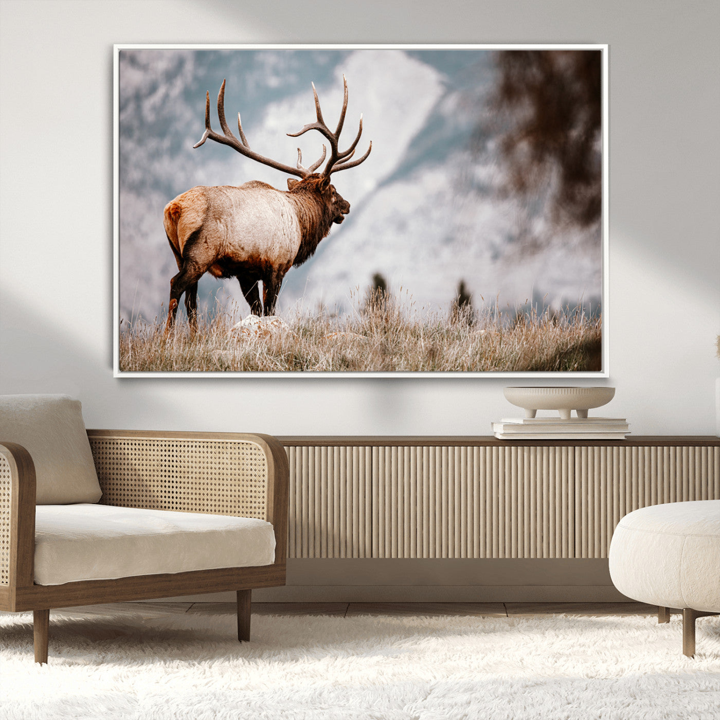 Elk Photography Wall Art Canvas Print – Framed Mountain