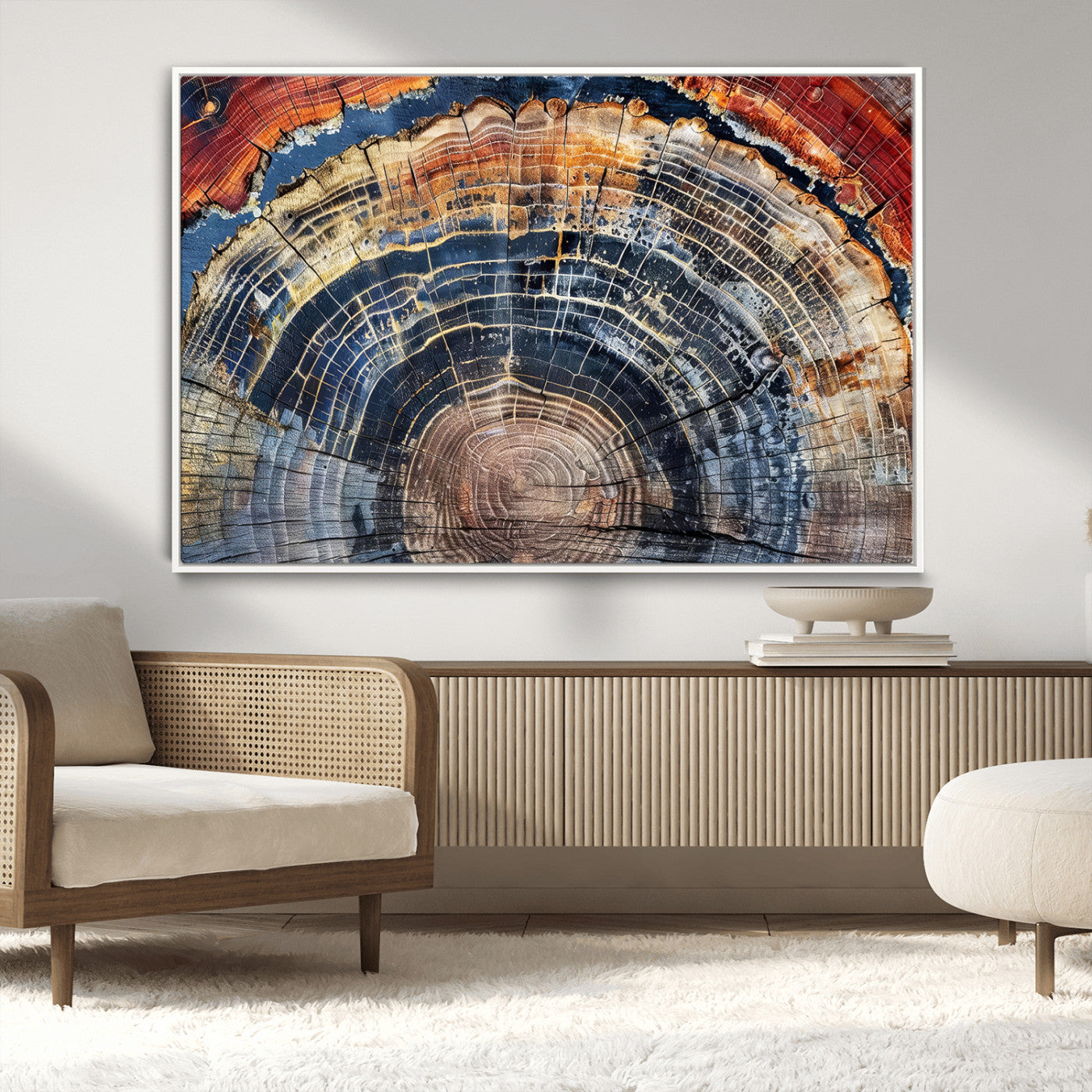 Tree Rings Wall Art Canvas Print – Framed Petrified Wood