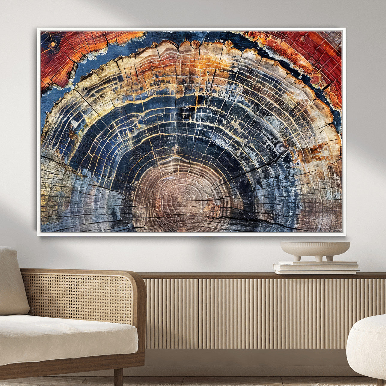 Tree Rings Wall Art Canvas Print – Framed Wood Art Picture