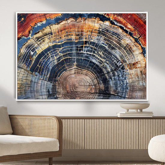 Tree Rings Wall Art Canvas Print – Framed Wood Art Picture