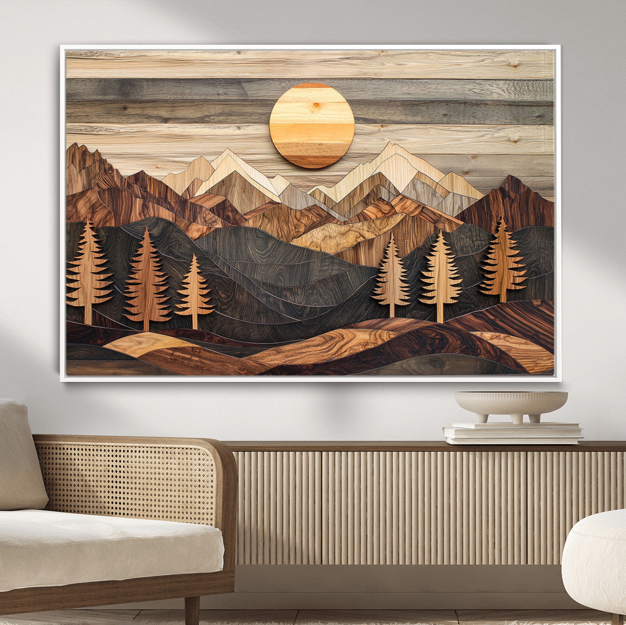 Wood Mountain Wall Art Canvas Print – Layered Forest and