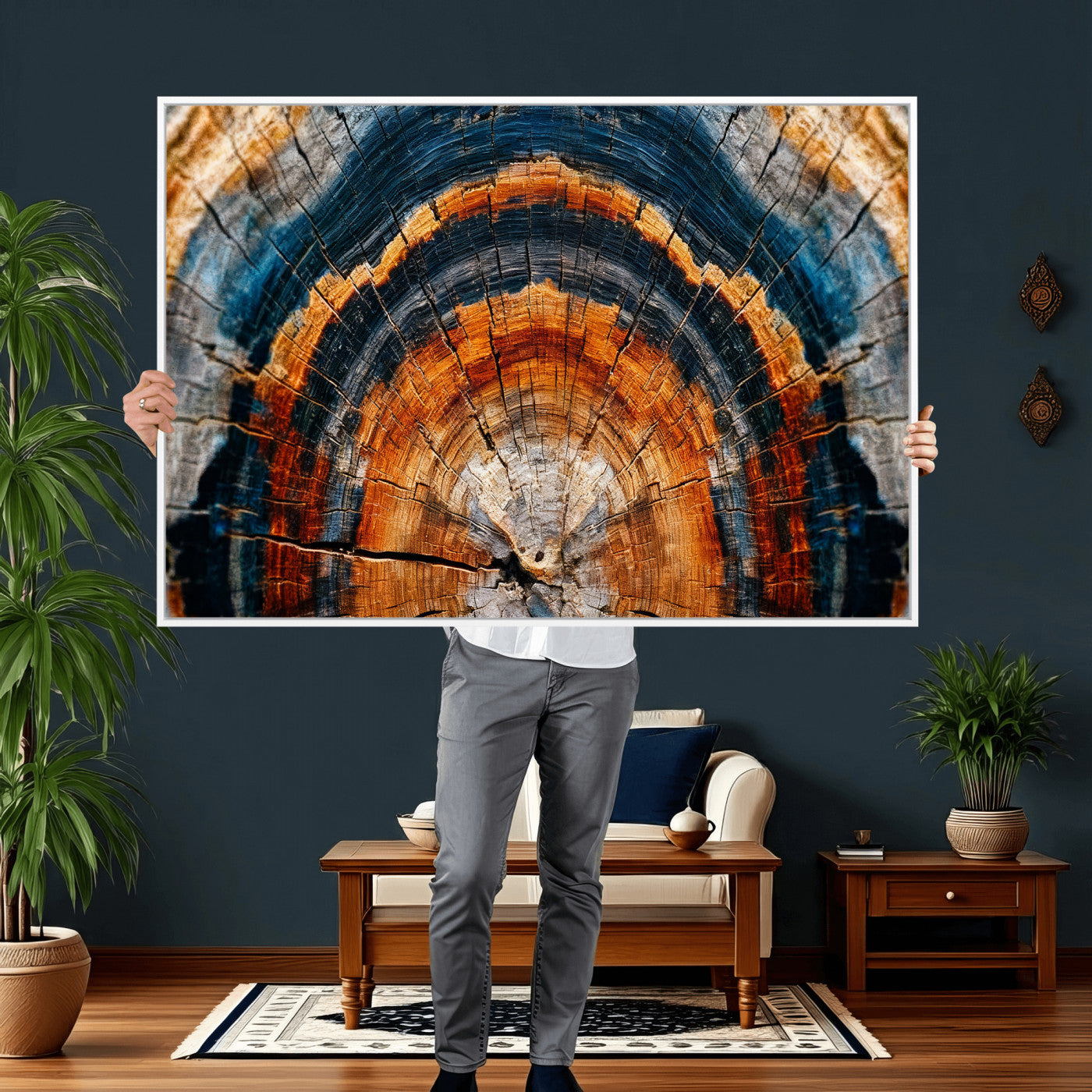 Abstract Wood Grain Canvas Print, Tree Ring Pattern Wall