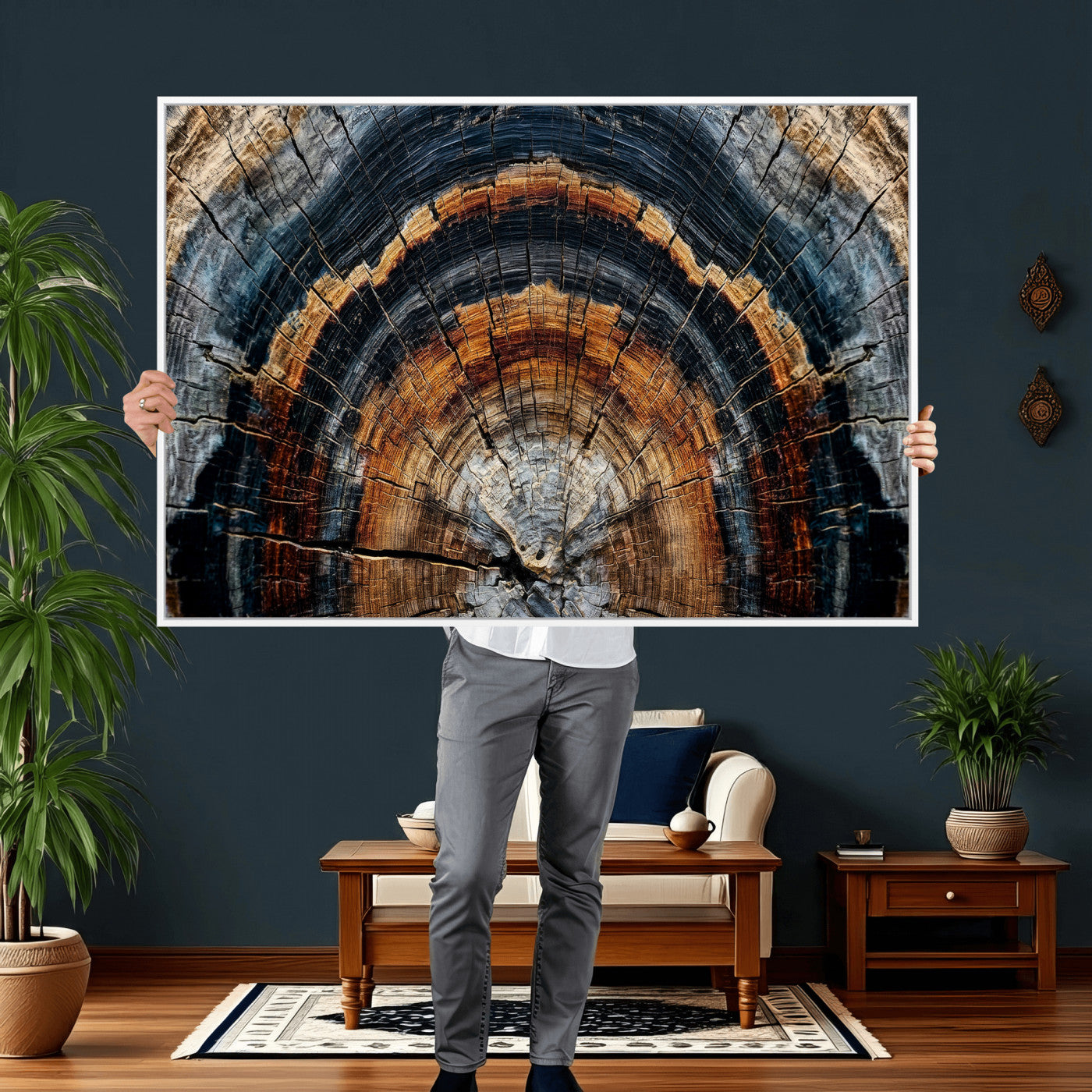Abstract Wood Grain Canvas Print, Tree Ring Pattern Wall