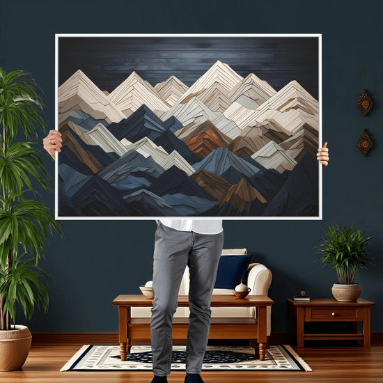 Wood Mountain Wall Art | Mountain Canvas Print Wood Decor |
