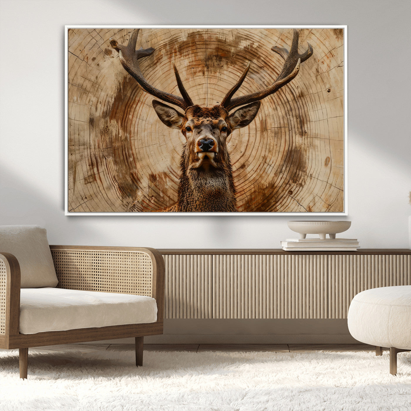 Wood Abstract Deer Wall Art | Rustic Wildlife Canvas Print |
