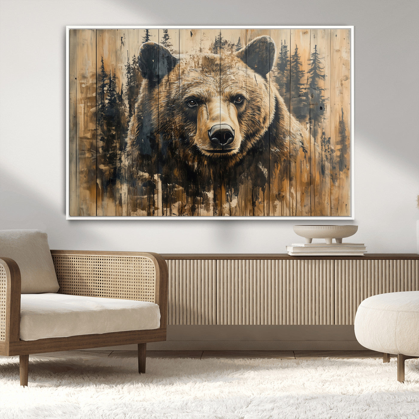 Majestic Grizzly 399 Bear Wall Art | 3-Panel Rustic Canvas