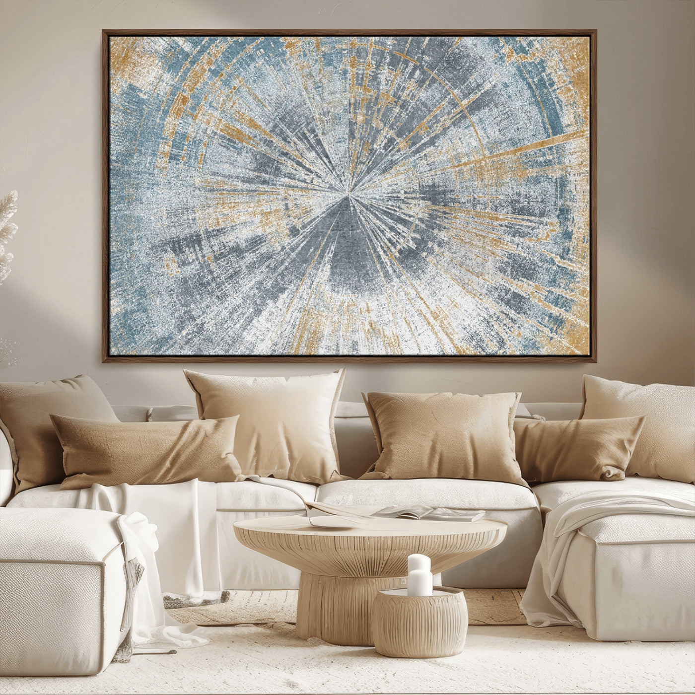 Radiant Abstract Wood Rings Canvas Art – Modern Triptych