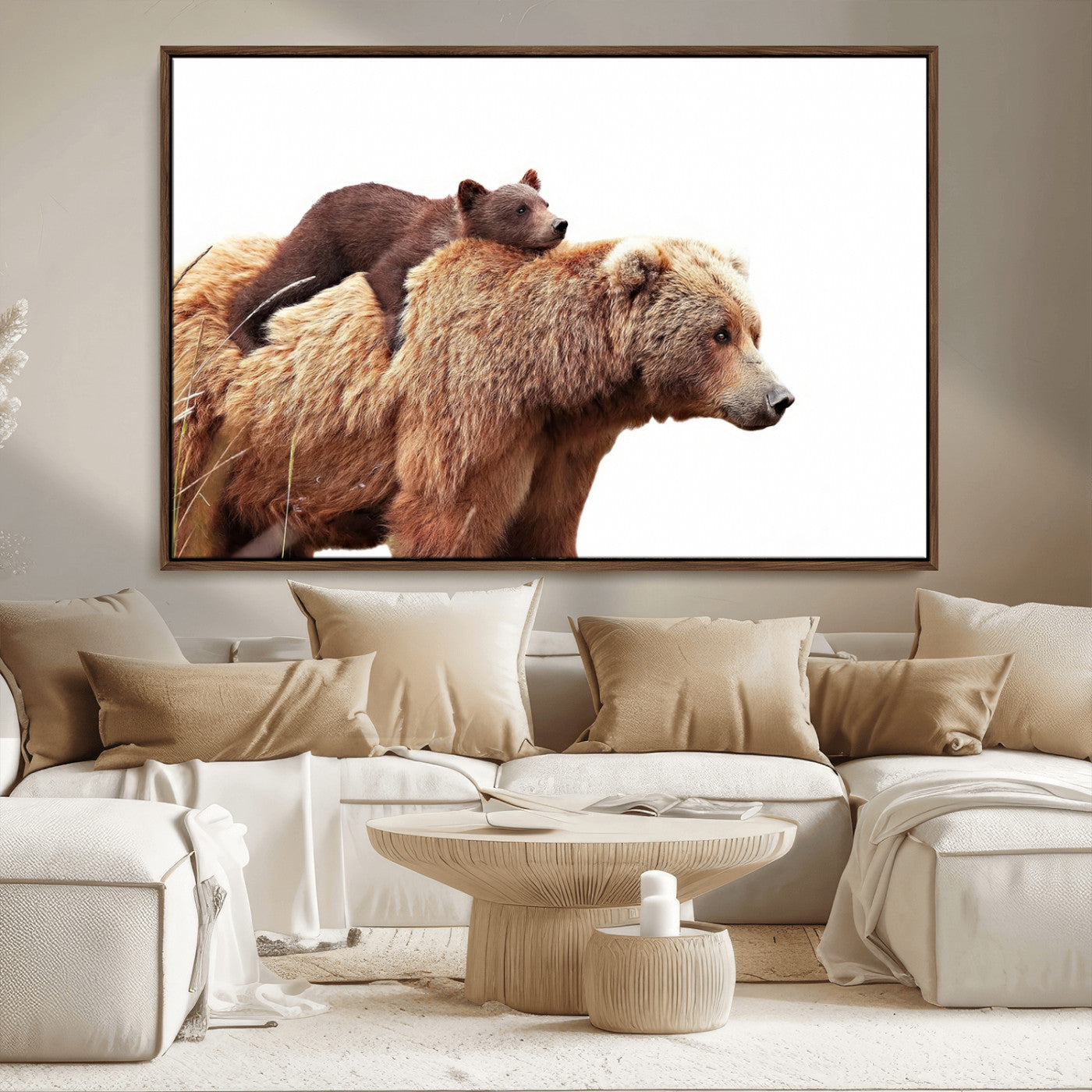 Mother and Baby Bear Canvas Wall Art - Adorable Wildlife