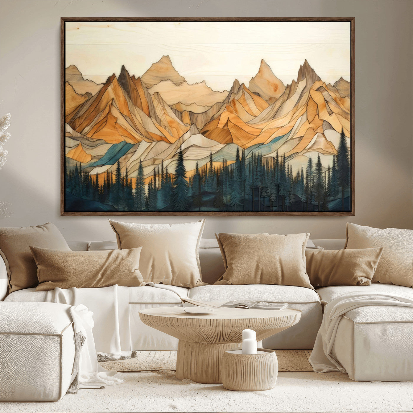 Rustic Wood Mountain Wall Art Print | Triptych Giclee Print
