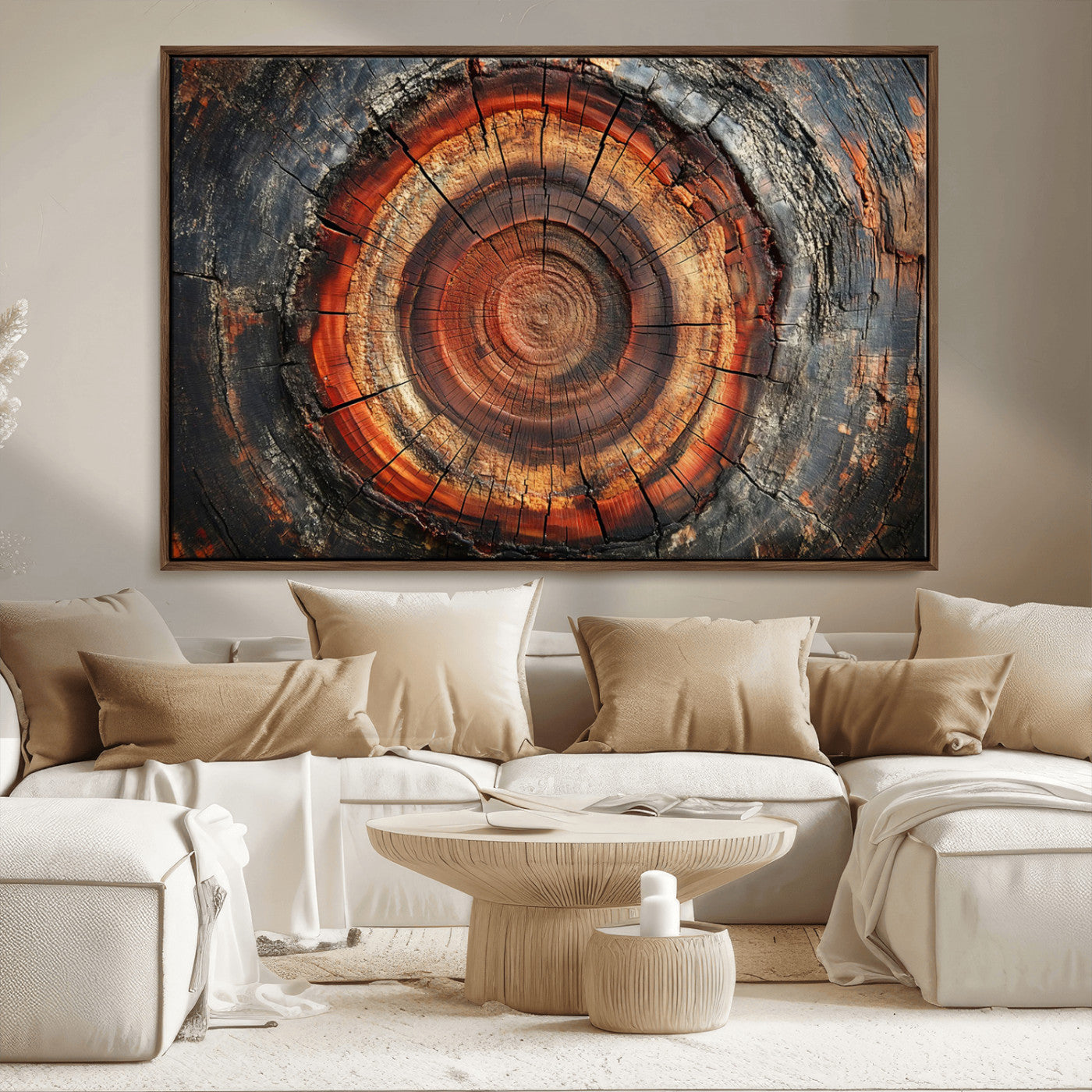 Wood Grain Canvas Wall Art - Framed Abstract Tree Ring
