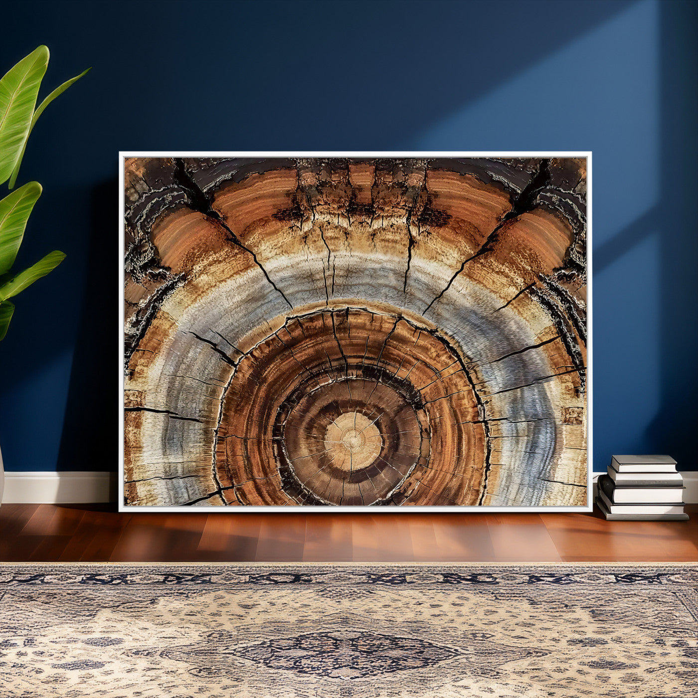 Tree Rings Wall Art Canvas Print – Rustic Wood Texture