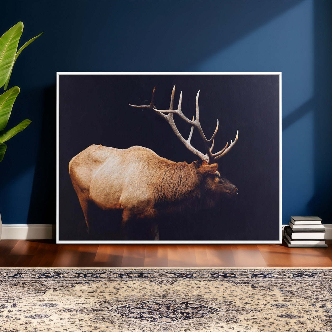 Rustic Elk Wall Art Canvas Print – Framed Moody Wildlife Art