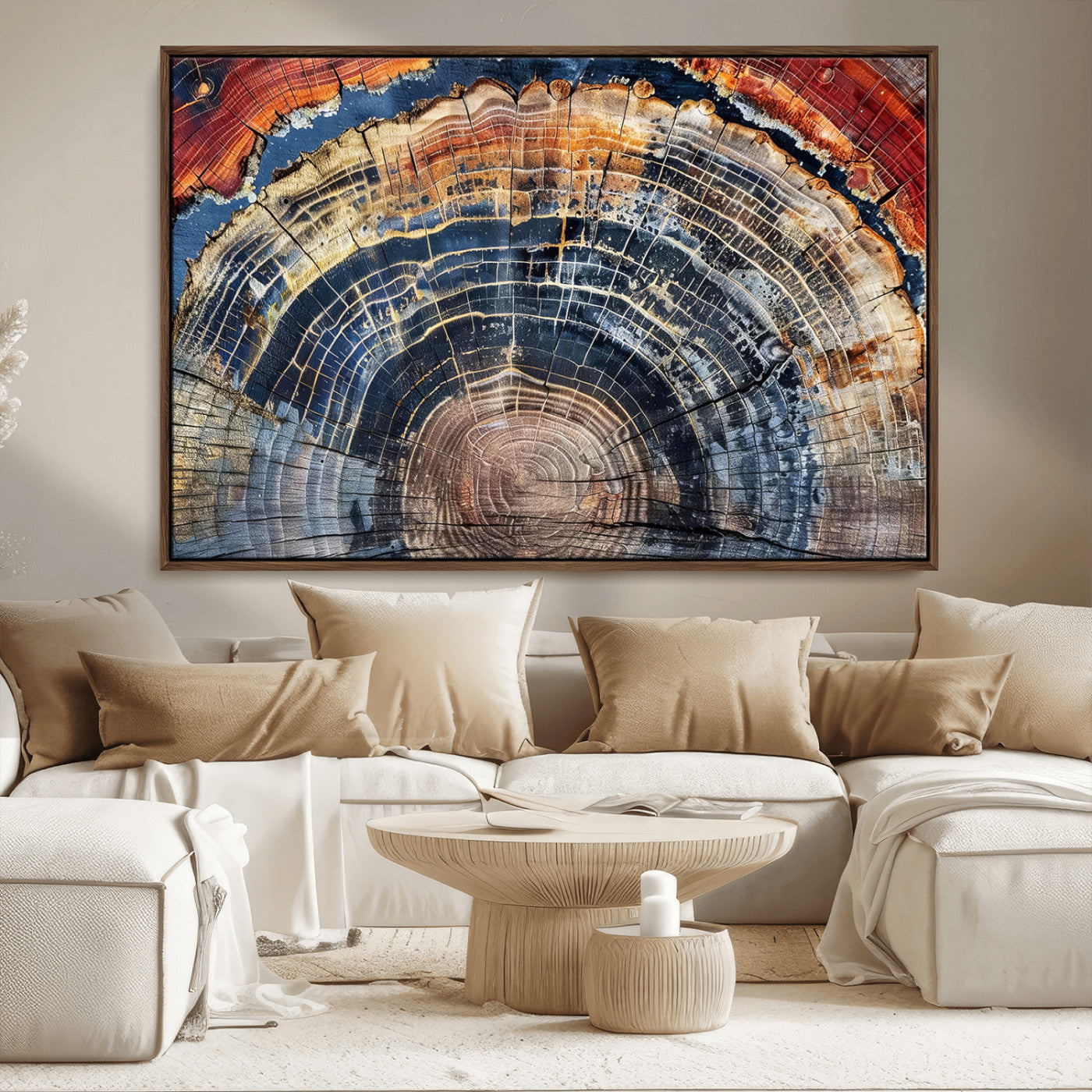 Tree Rings Wall Art Canvas Print – Framed Petrified Wood