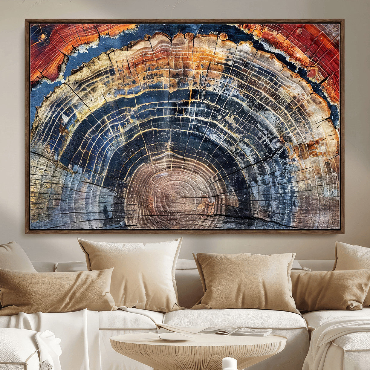 Tree Rings Wall Art Canvas Print – Framed Wood Art Picture