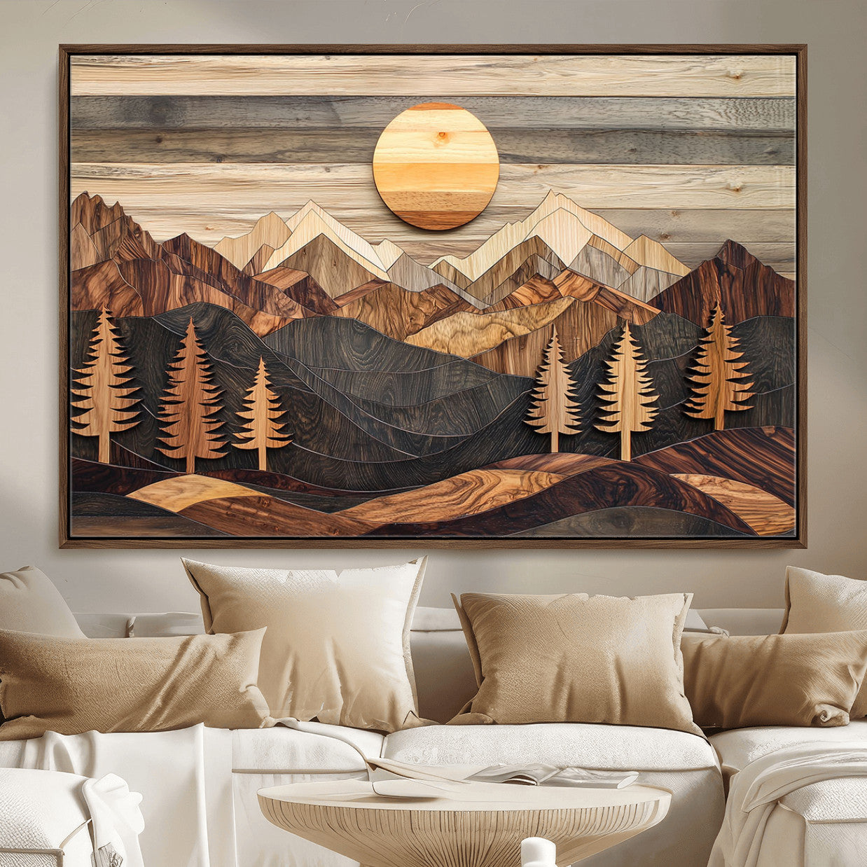 Wood Mountain Wall Art Canvas Print – Layered Forest and