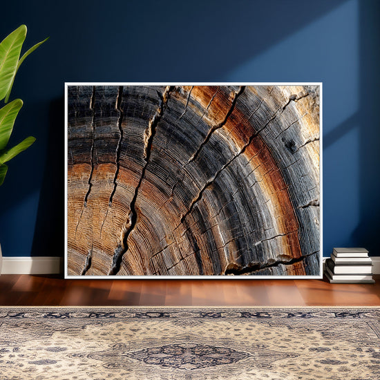 Abstract Tree Ring Wall Art Print – Natural Rustic Wood
