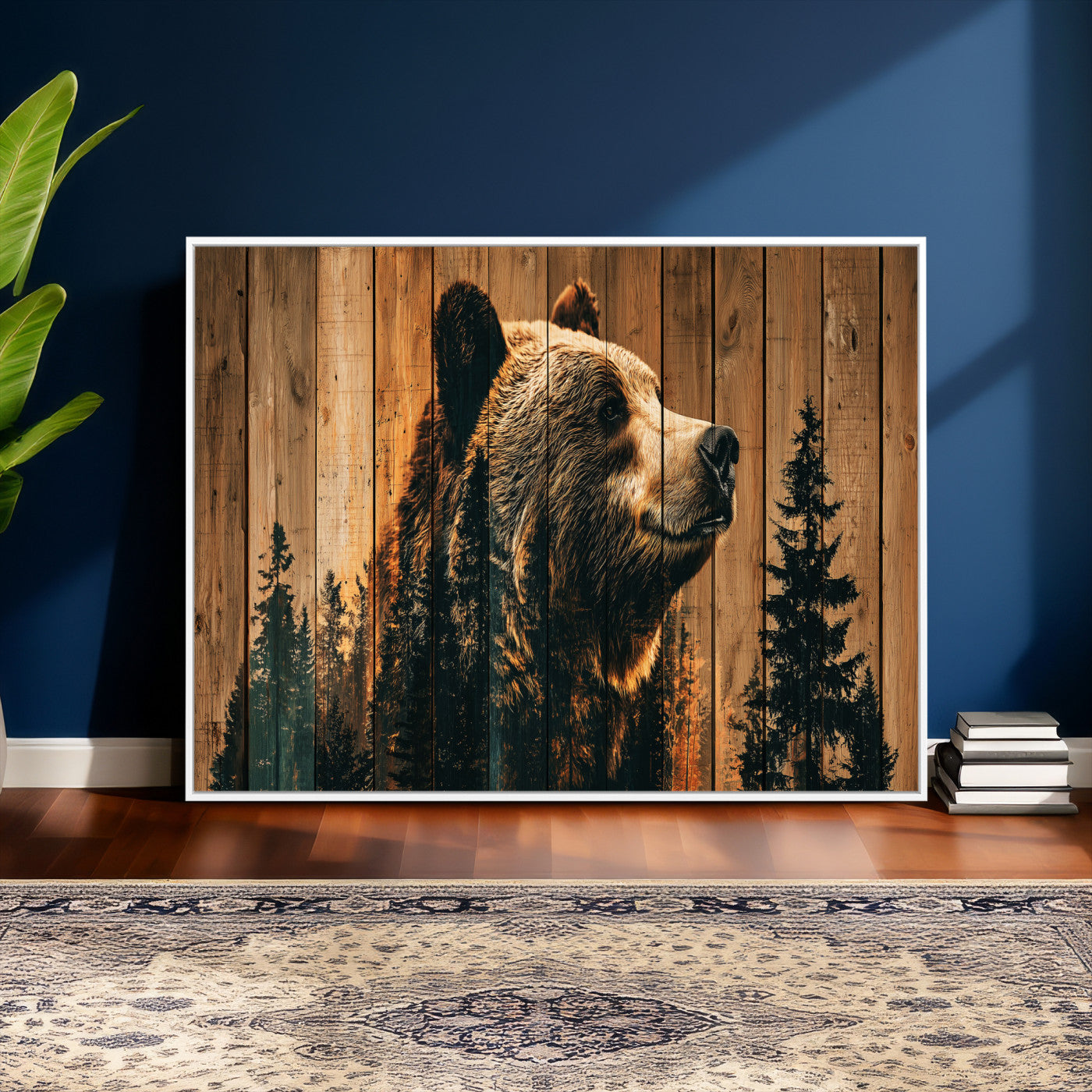 Rustic Bear Wall Art Canvas Print – Woodland Wildlife