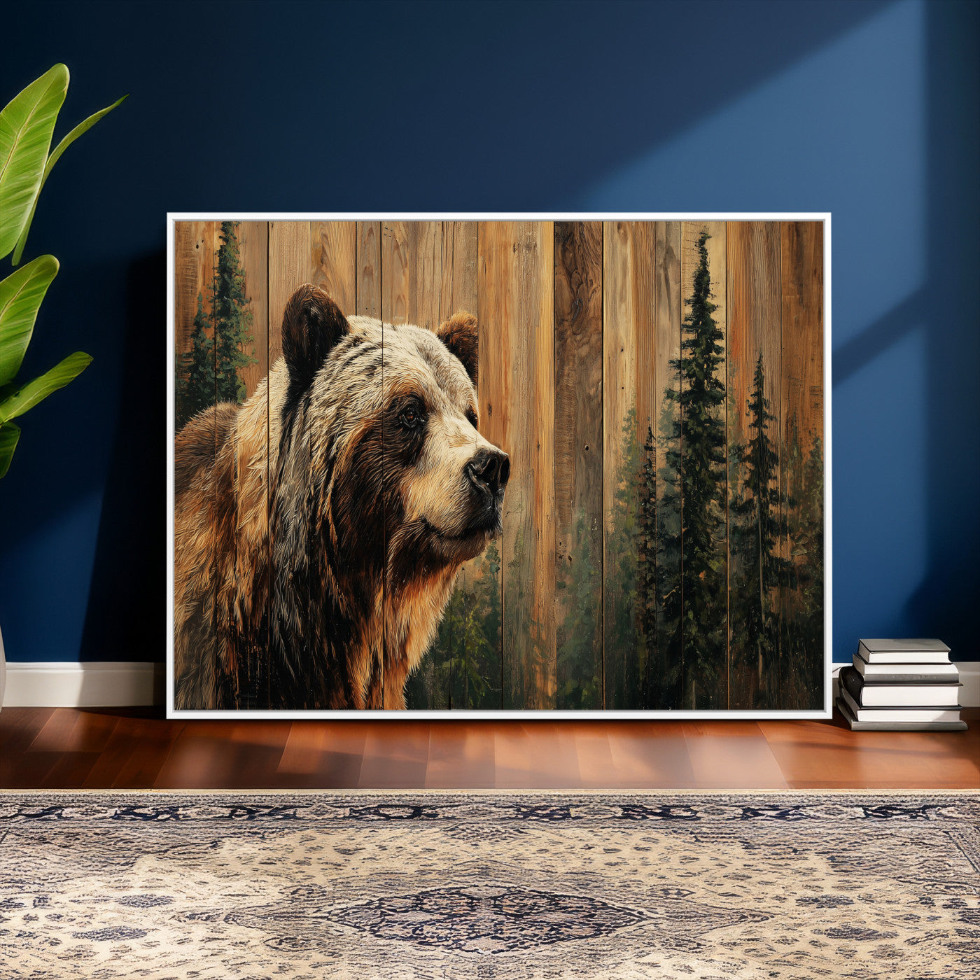Grizzly Bear Wall Art Canvas Print, Rustic Wildlife Bear