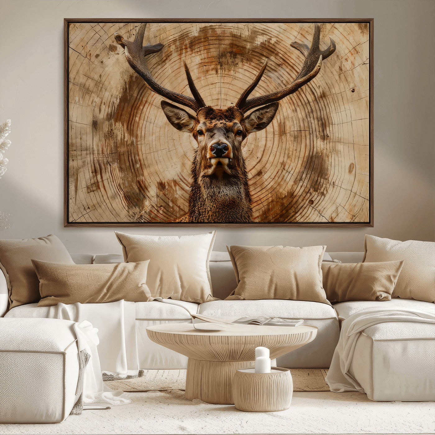 Wood Abstract Deer Wall Art | Rustic Wildlife Canvas Print |