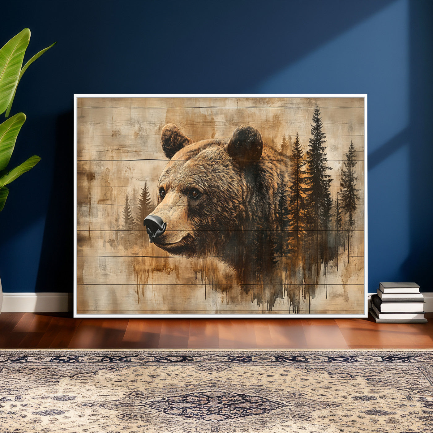 Rustic Grizzly Bear Wall Art, Abstract Grizzly 399 Bear Wall