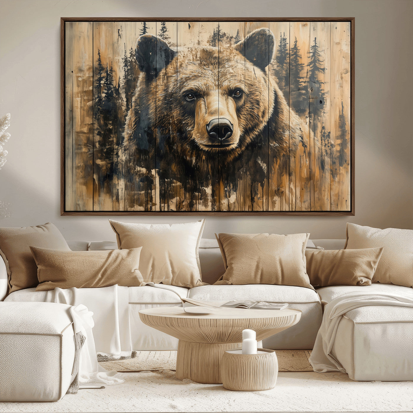 Majestic Grizzly 399 Bear Wall Art | 3-Panel Rustic Canvas