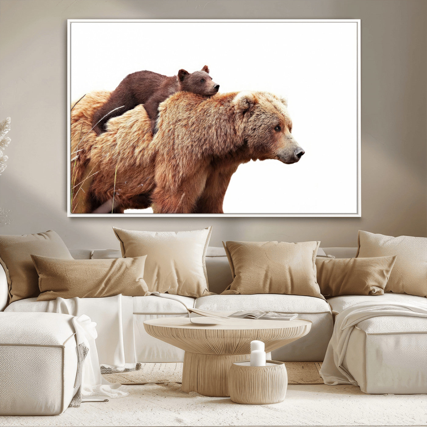Mother and Baby Bear Canvas Wall Art - Adorable Wildlife