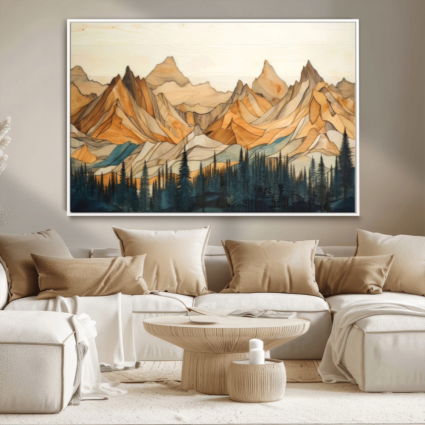 Rustic Wood Mountain Wall Art Print | Triptych Giclee Print