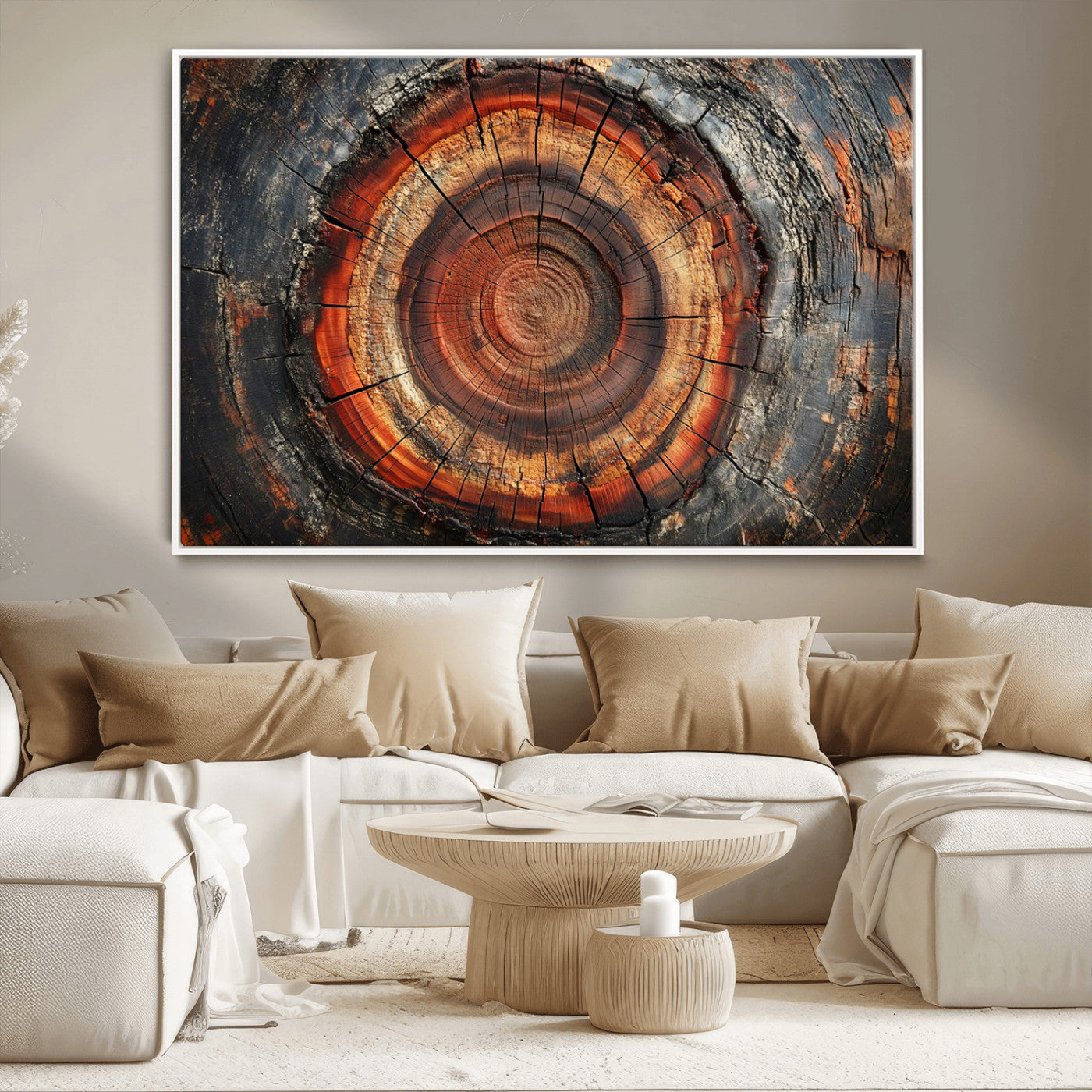 Wood Grain Canvas Wall Art - Framed Abstract Tree Ring