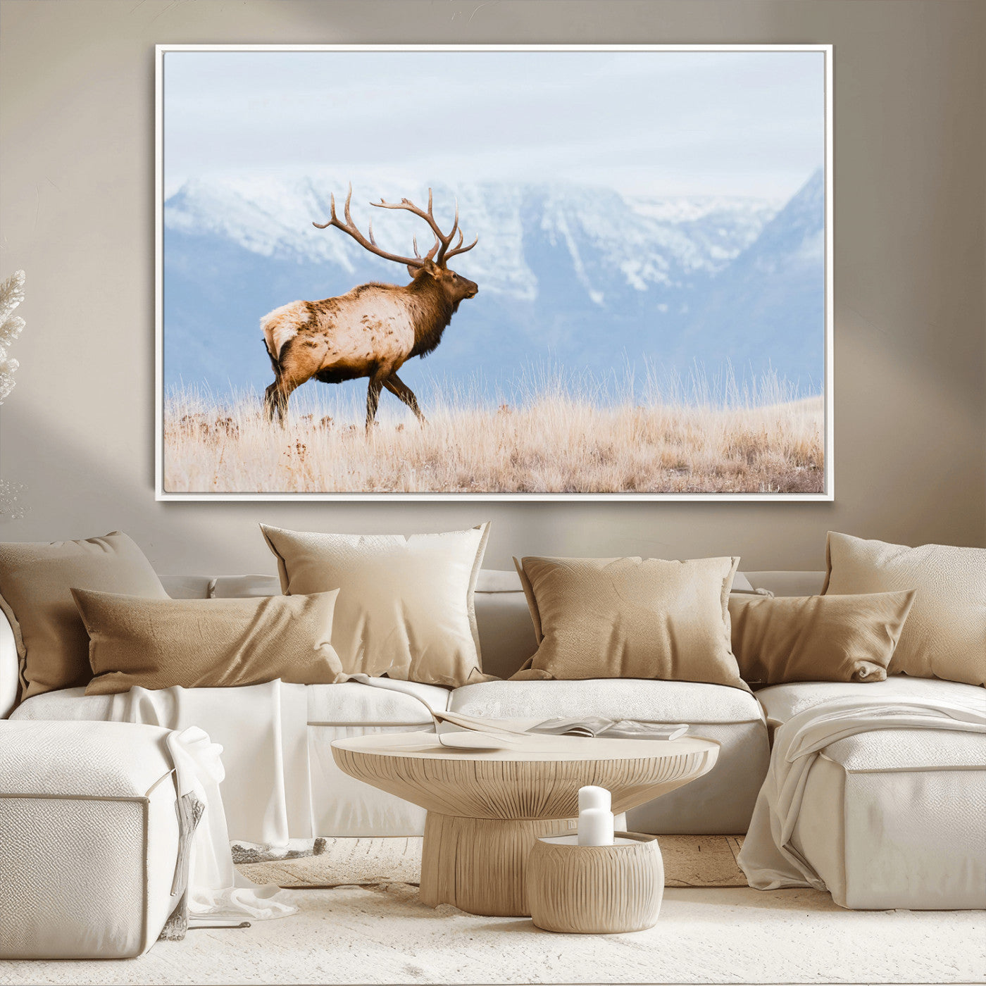 Elk Wall Art Canvas Print – Framed Mountain Wildlife Art