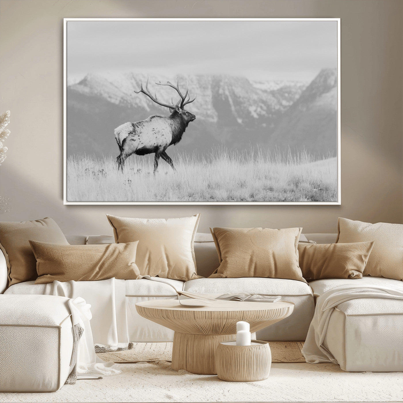 Elk Photography Wall Art Canvas Print, Framed Mountain