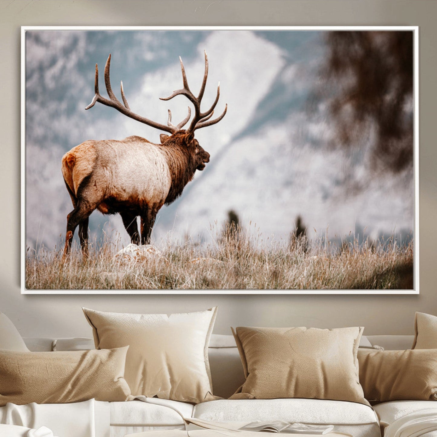 Elk Photography Wall Art Canvas Print – Framed Mountain