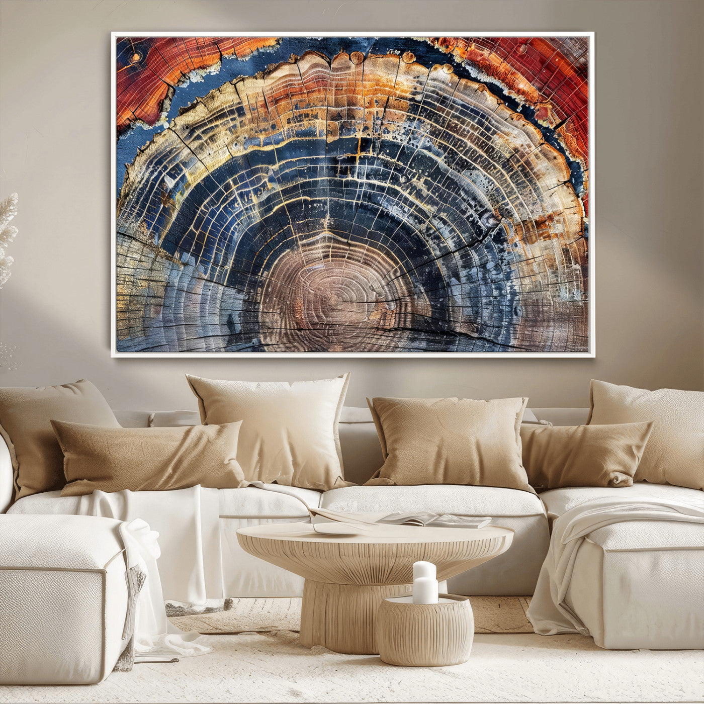 Tree Rings Wall Art Canvas Print – Framed Petrified Wood
