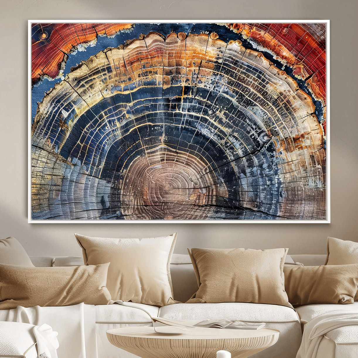 Tree Rings Wall Art Canvas Print – Framed Wood Art Picture