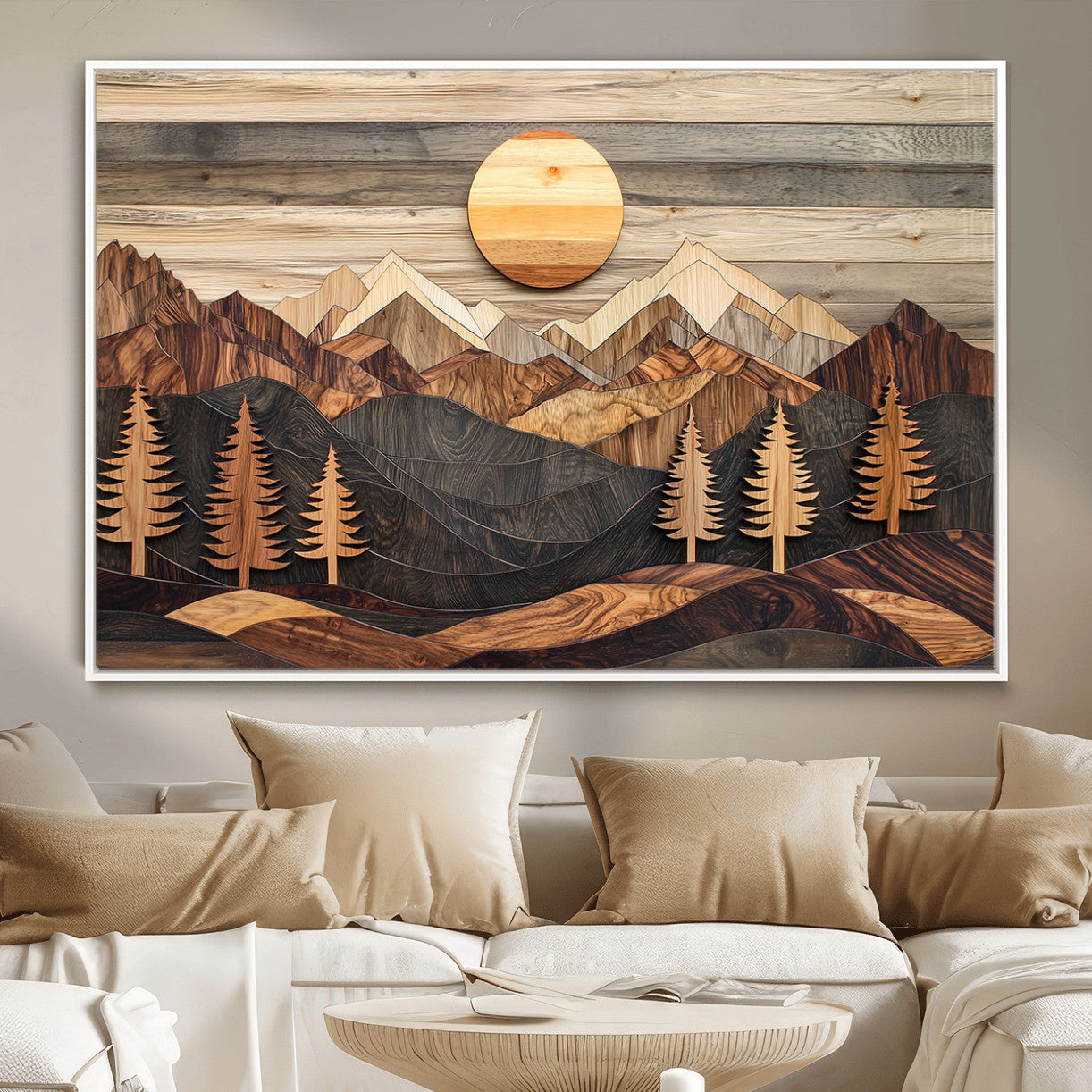 Wood Mountain Wall Art Canvas Print – Layered Forest and