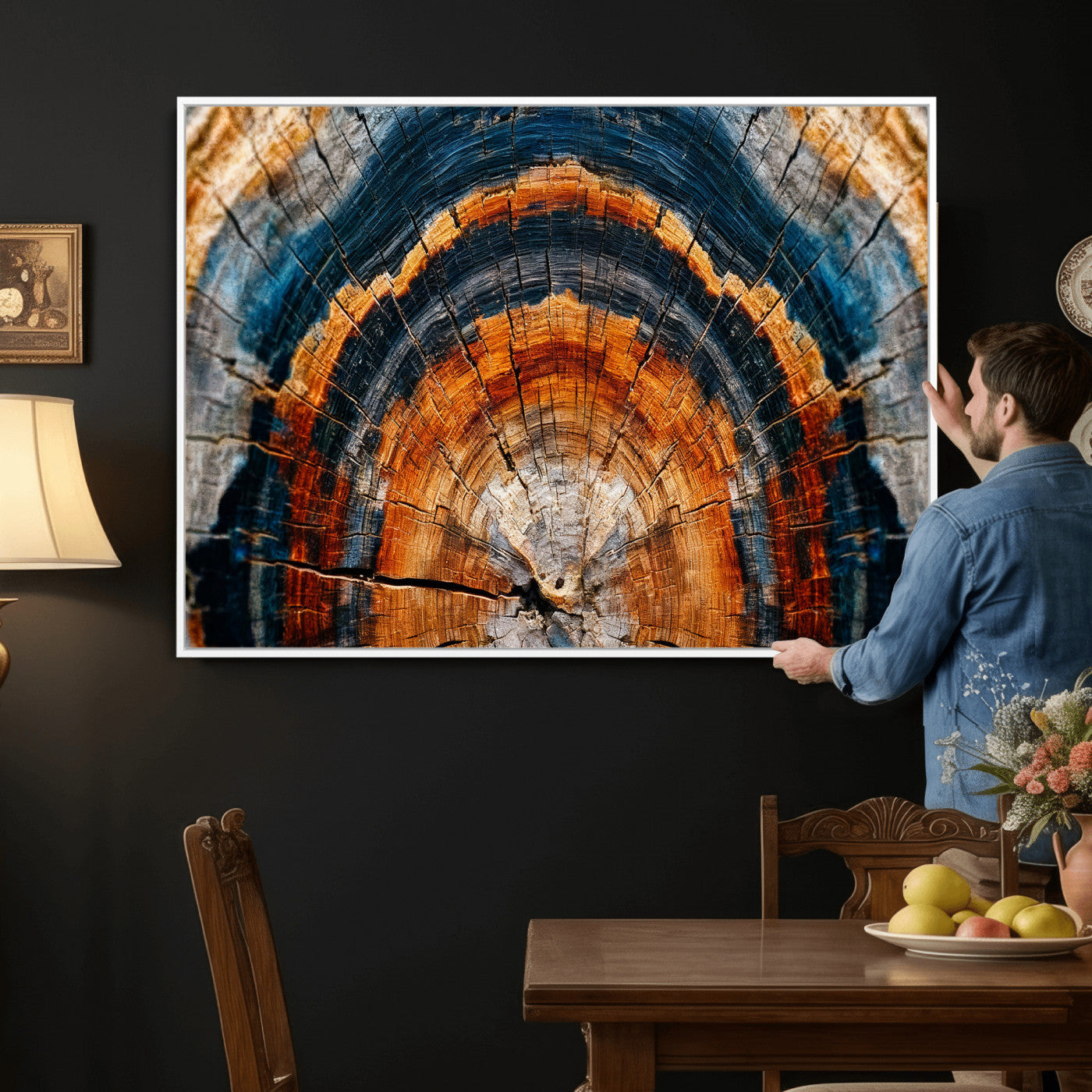 Abstract Wood Grain Canvas Print, Tree Ring Pattern Wall