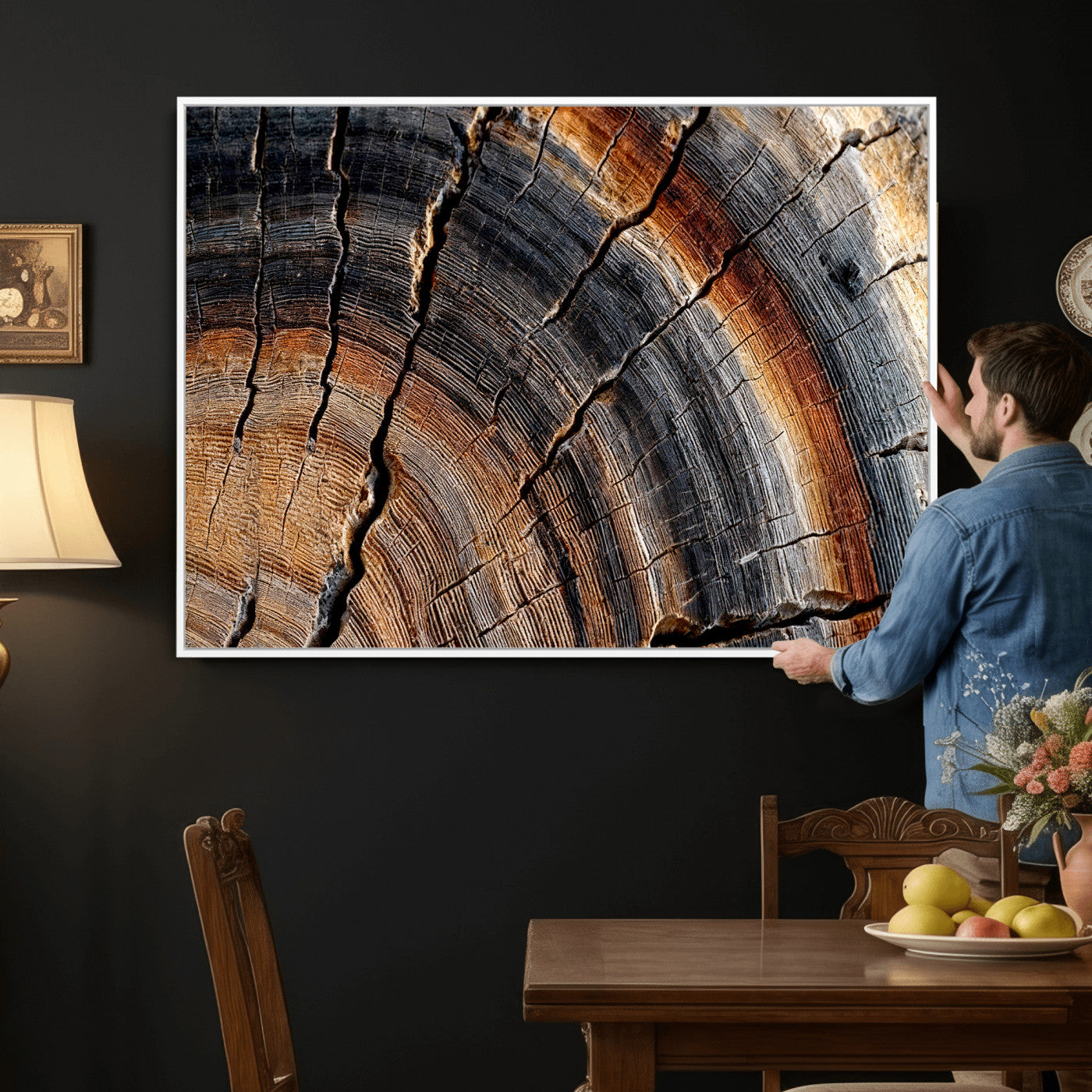 Abstract Tree Ring Wall Art Print – Natural Rustic Wood