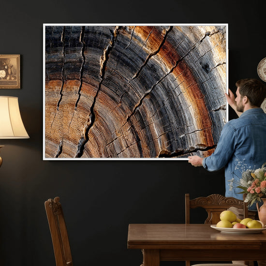 Abstract Tree Ring Wall Art Print – Natural Rustic Wood