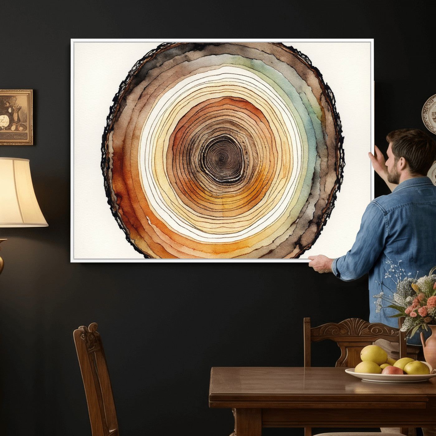 Natural Wood Slice Wall Art Canvas Print, Tree Ring Wall