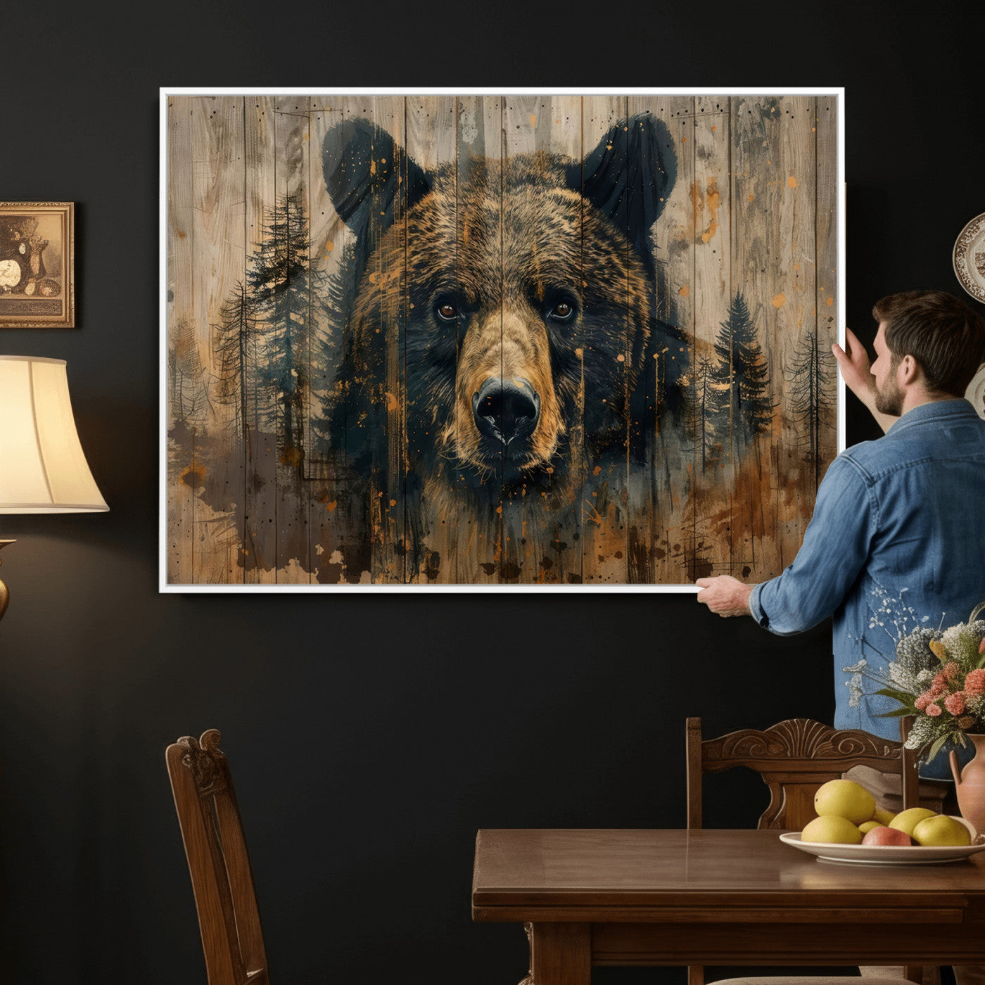 Abstract 399 Bear Wall Art | Rustic Cabin Wall Decor with