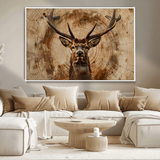Wood Abstract Deer Wall Art | Rustic Wildlife Canvas Print |