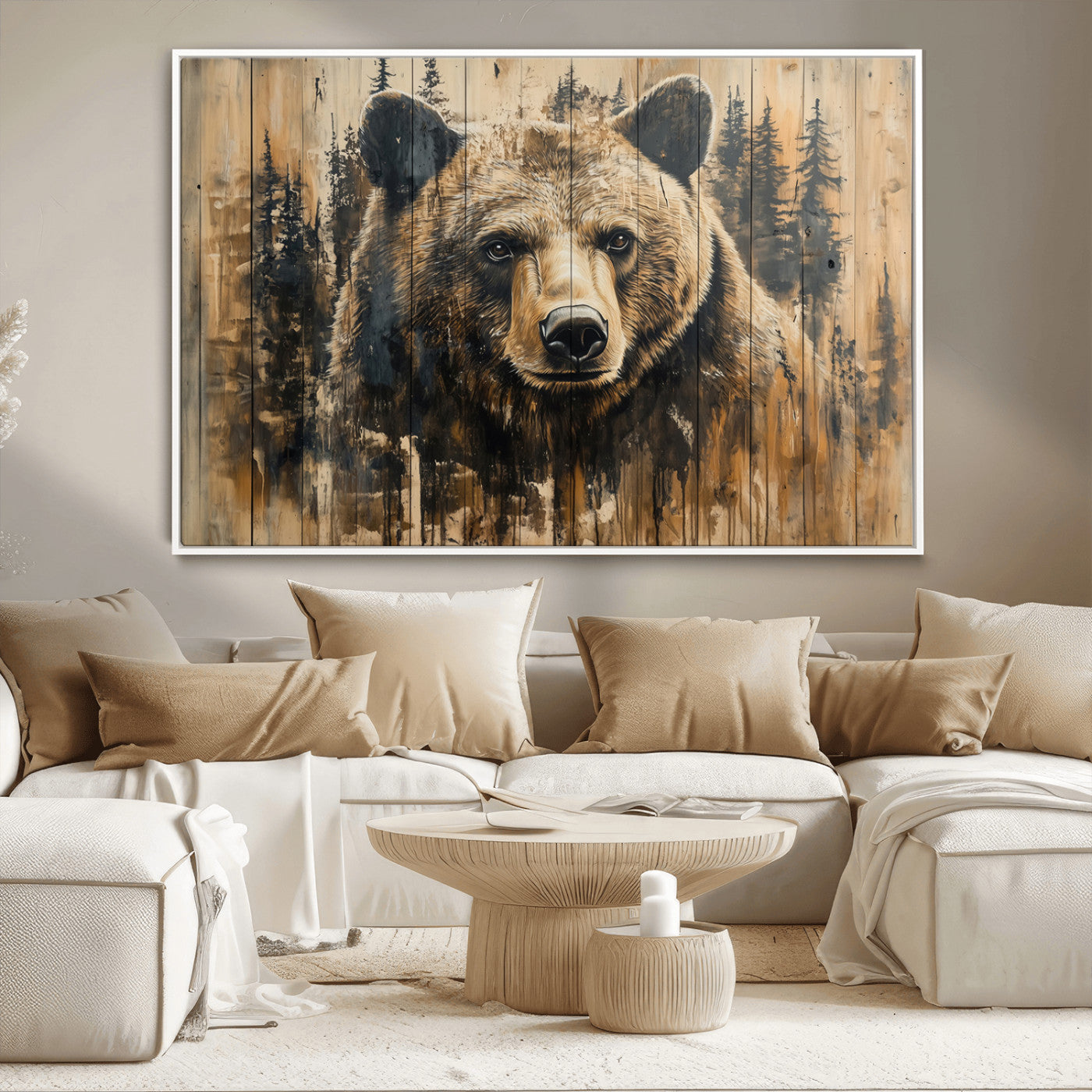 Majestic Grizzly 399 Bear Wall Art | 3-Panel Rustic Canvas