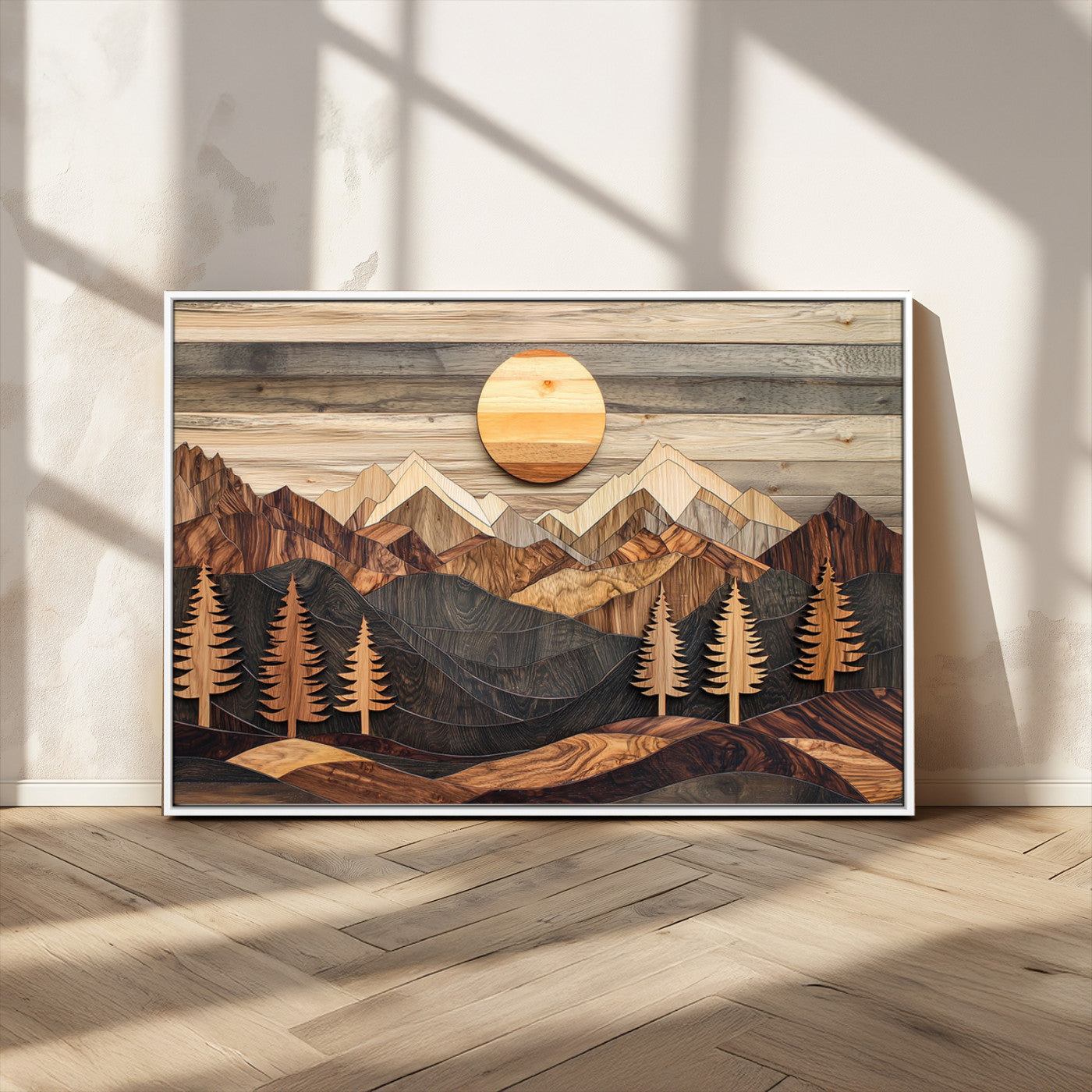 Wood Mountain Wall Art Canvas Print – Layered Forest and