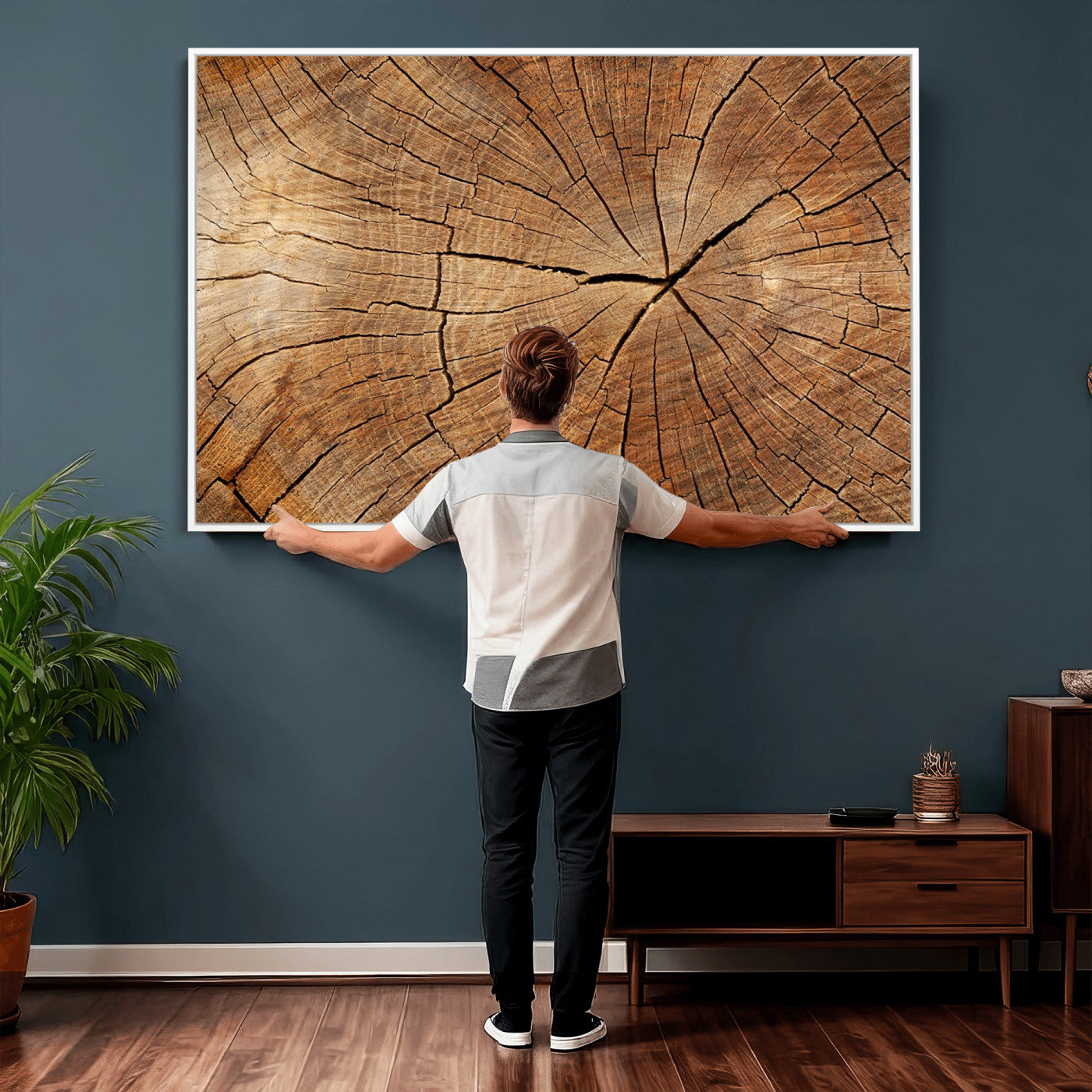 Tree Ring Canvas Art, Rustic Wood Grain Wall Art, Tree Slice
