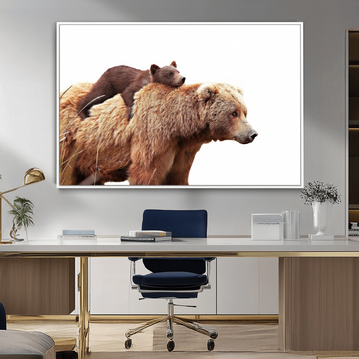 Mother and Baby Bear Canvas Wall Art - Adorable Wildlife