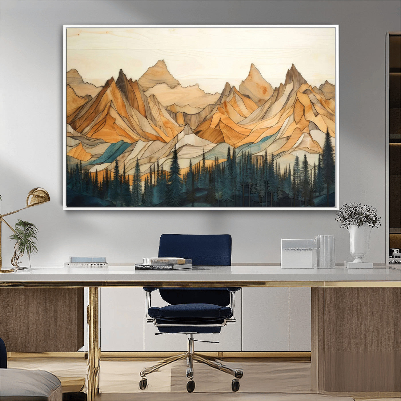 Rustic Wood Mountain Wall Art Print | Triptych Giclee Print