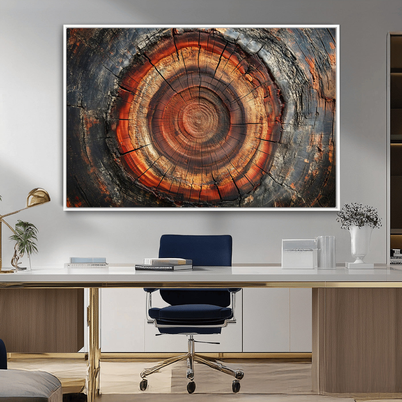 Wood Grain Canvas Wall Art - Framed Abstract Tree Ring