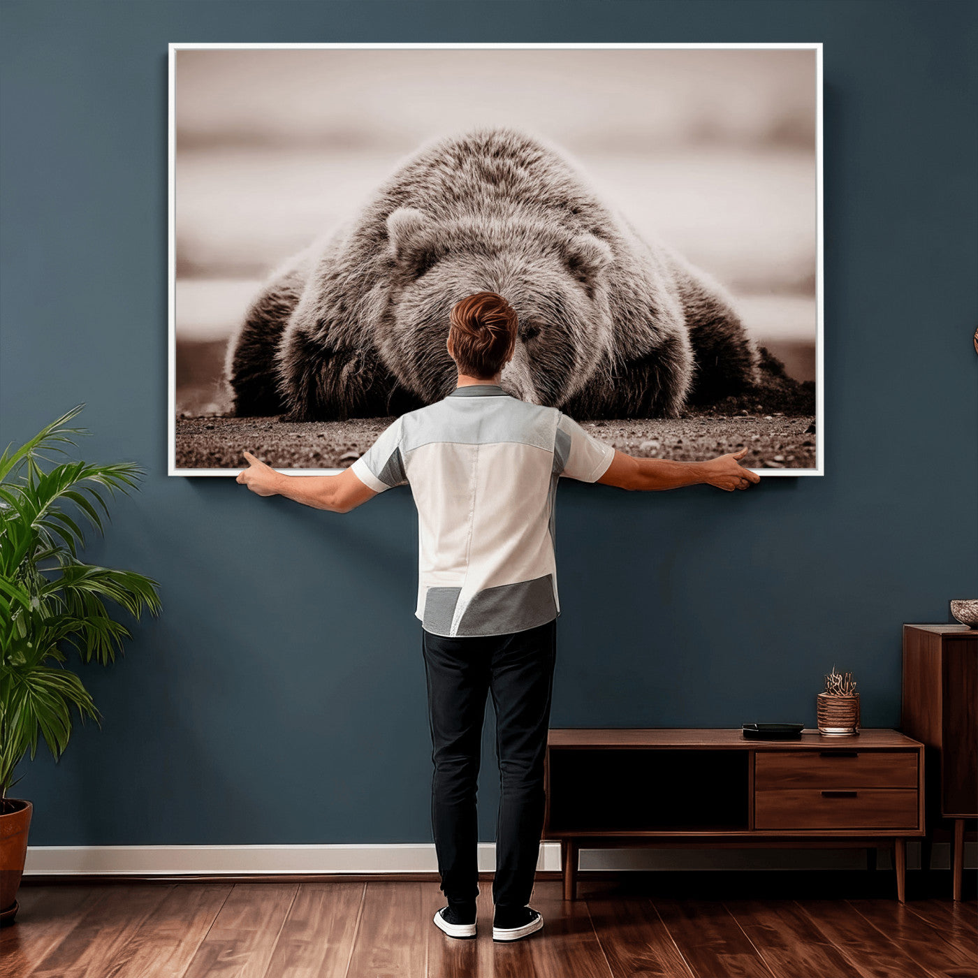 Grizzly Bear Wall Art Print - Bear Canvas Wall Art - Rustic