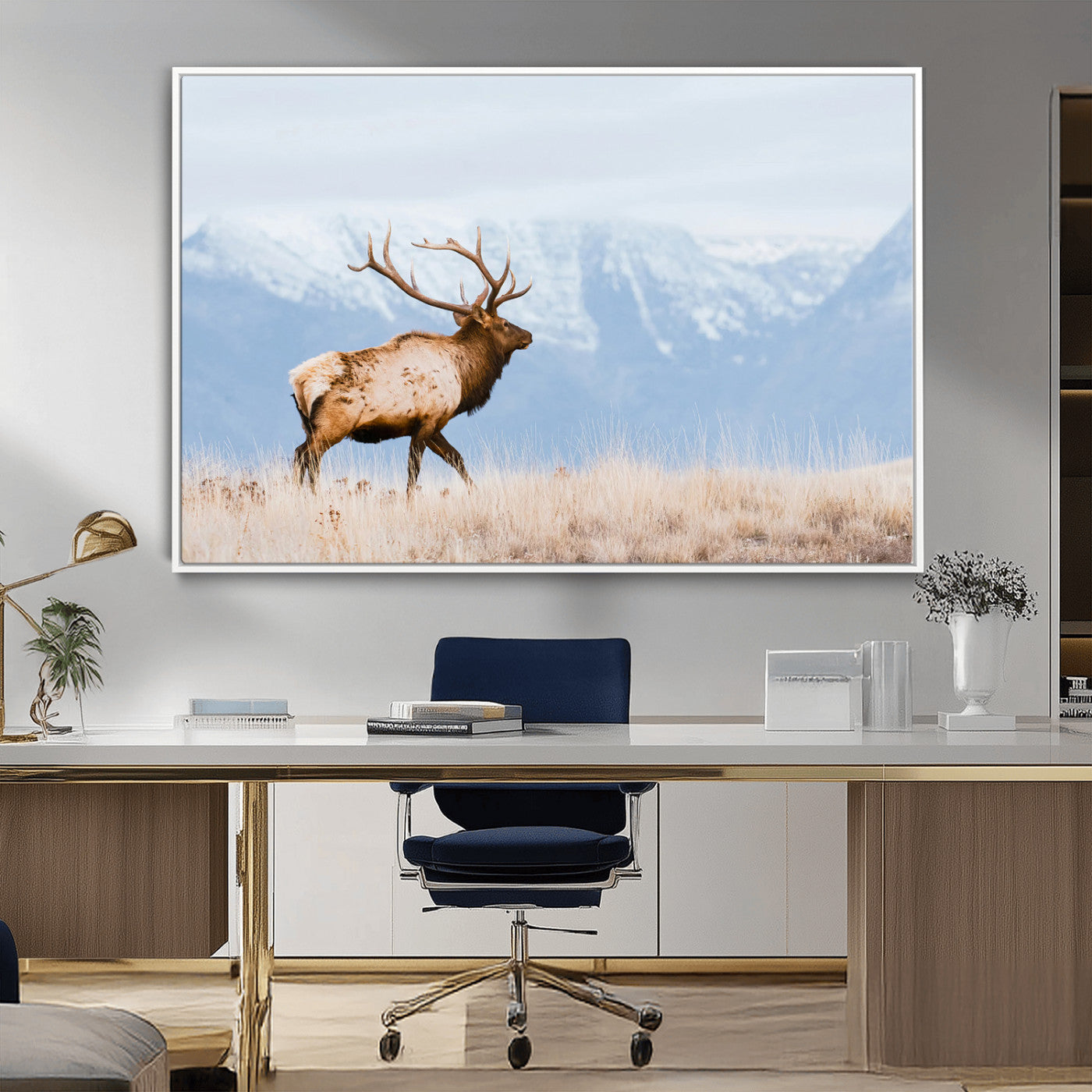 Elk Wall Art Canvas Print – Framed Mountain Wildlife Art