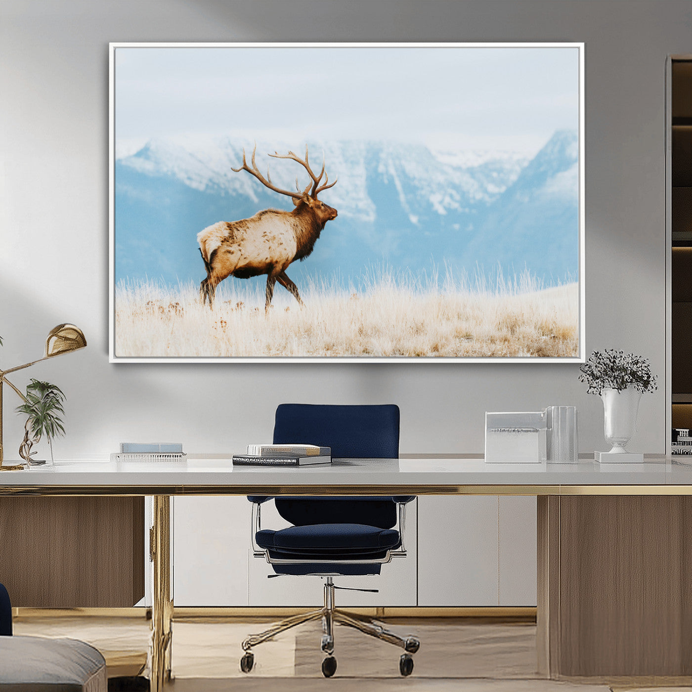 Mountain Elk Wall Art Canvas Print – Framed Rustic Wildlife