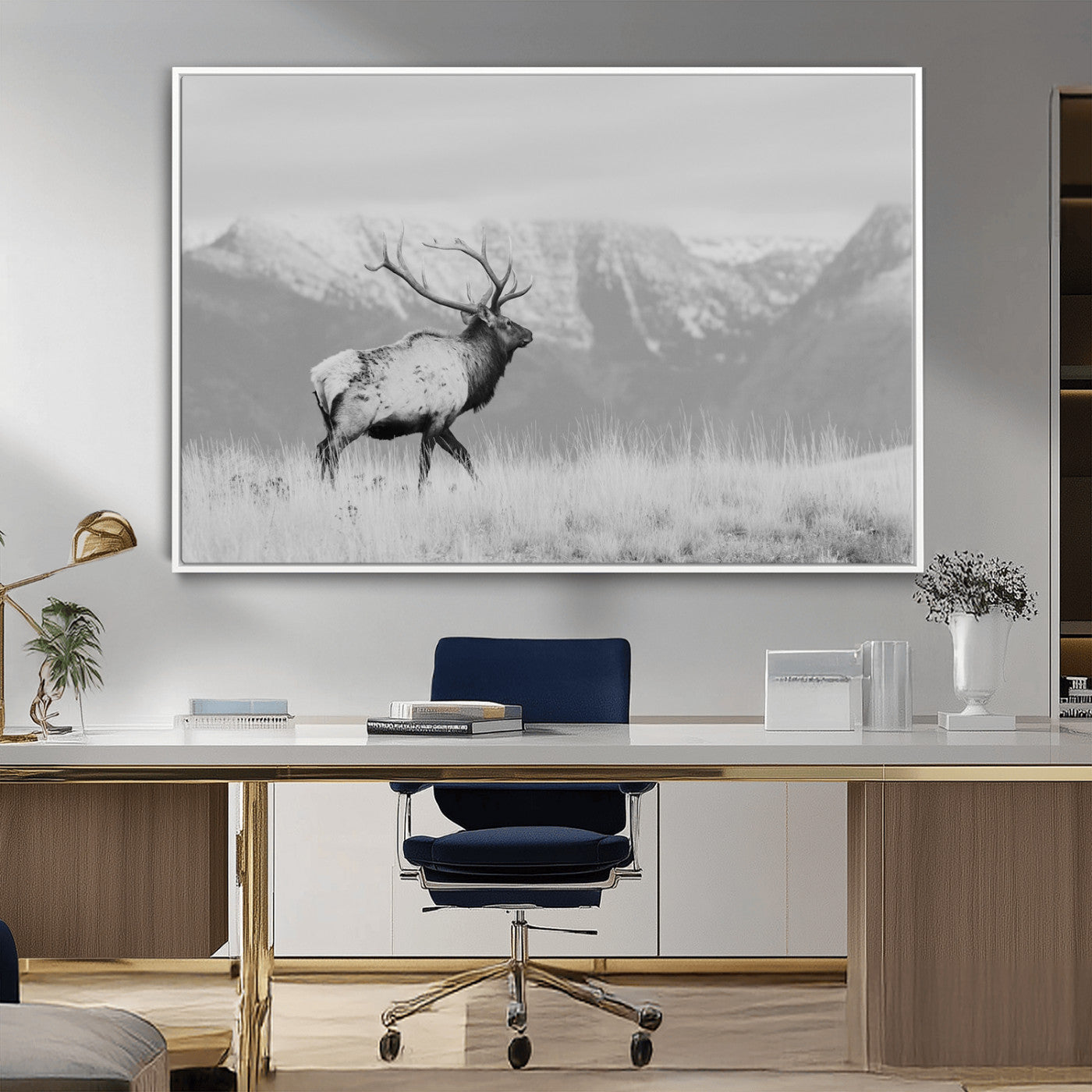 Elk Photography Wall Art Canvas Print, Framed Mountain